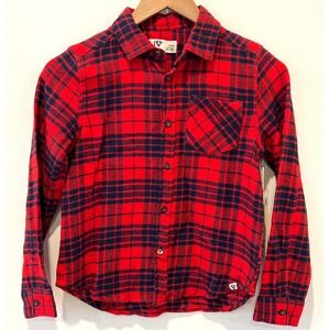 LIV Outdoor Red‎ Plaid Flannel Button Down Shirt Kids 10/12 NWT